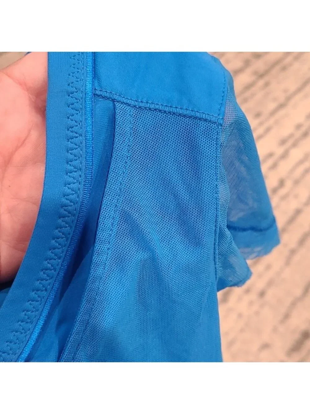 Stella mccartney Adidas blue nylon short sleeve with mesh overlay